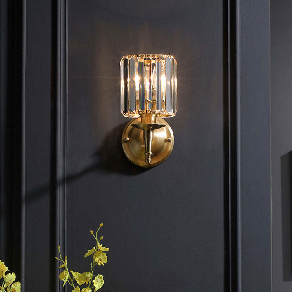VASELAMPS - Vintage Luxury Cylinder Crystal Wall Sconce-VaseLamps