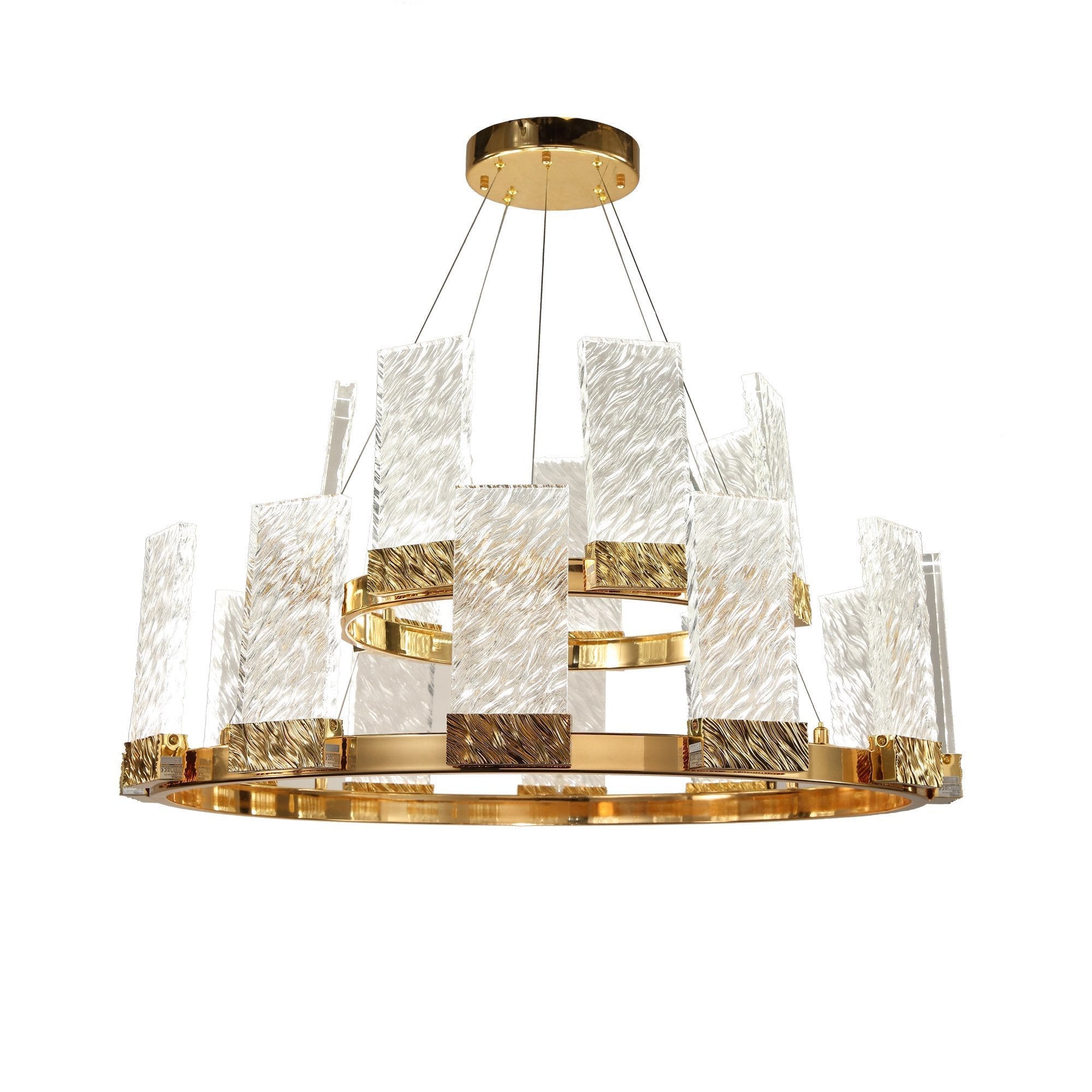 Round LED Glass Crystal Chandelier 1-Tier/2-Tier