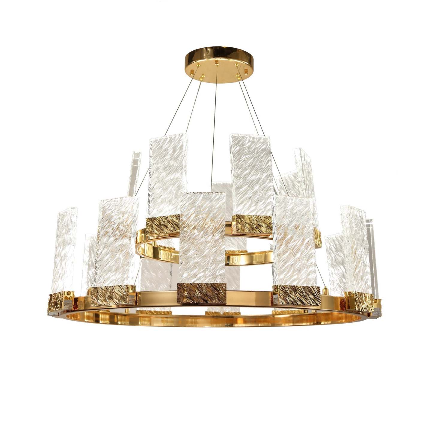 Round Tiered LED Glass Crystal Chandelier-VaseLamps