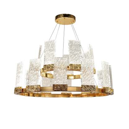 Round Tiered LED Glass Crystal Chandelier-VaseLamps