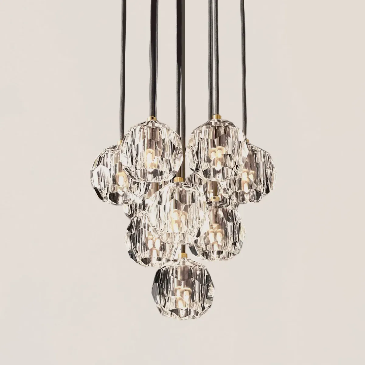 Boule De Crystal Clear Round Cluster Chandelier-VaseLamps