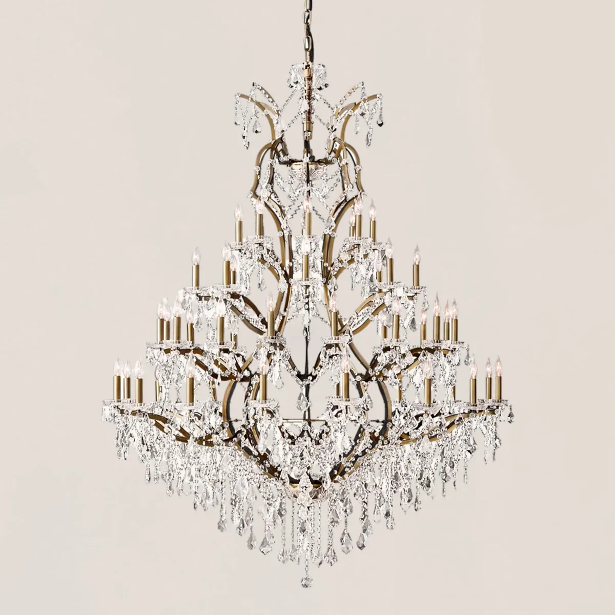 19TH C. Crystal Round Chandelier 60"-VaseLamps