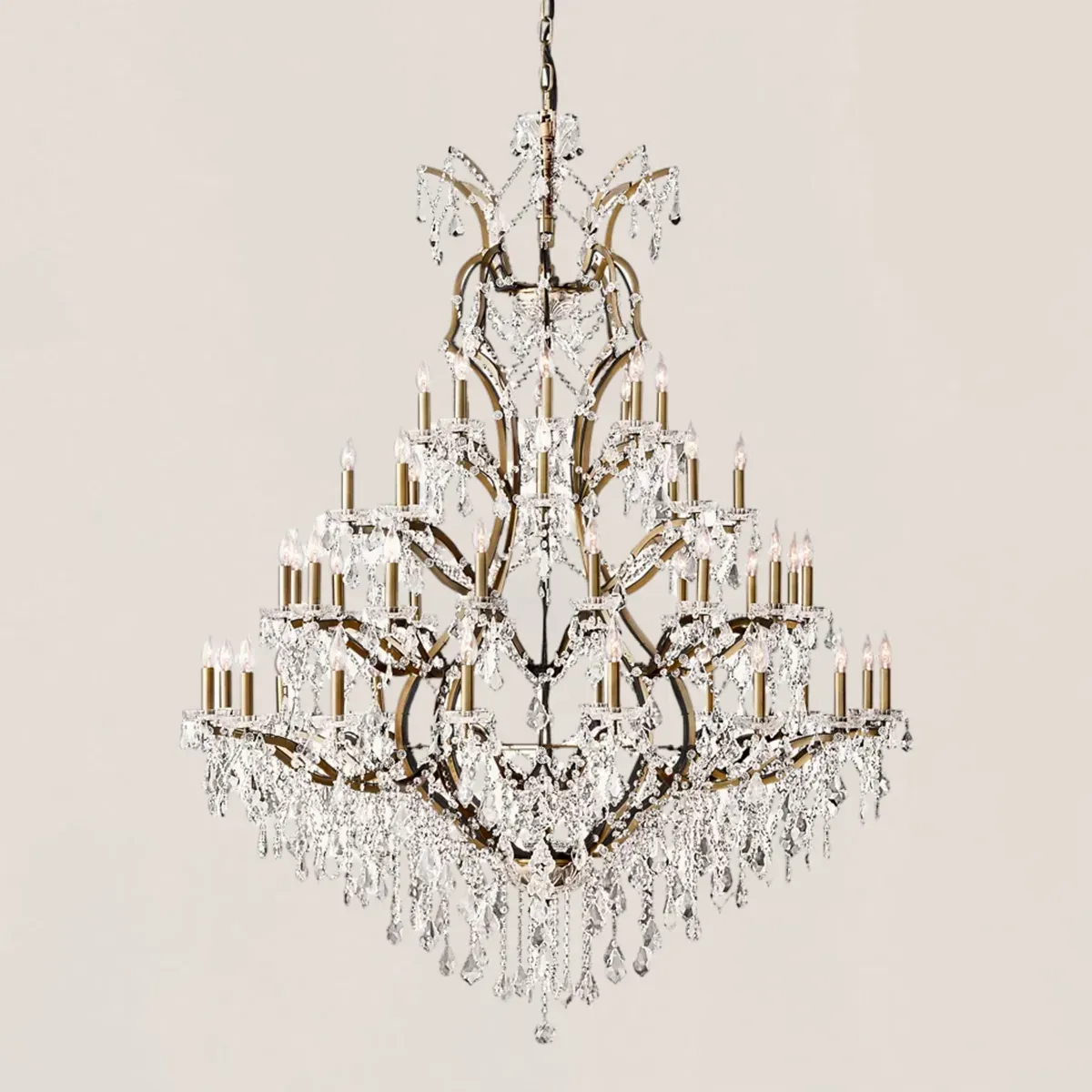 19TH C. Crystal Round Chandelier 60"-VaseLamps