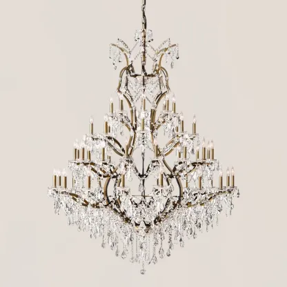 19TH C. Crystal Round Chandelier 60"-VaseLamps