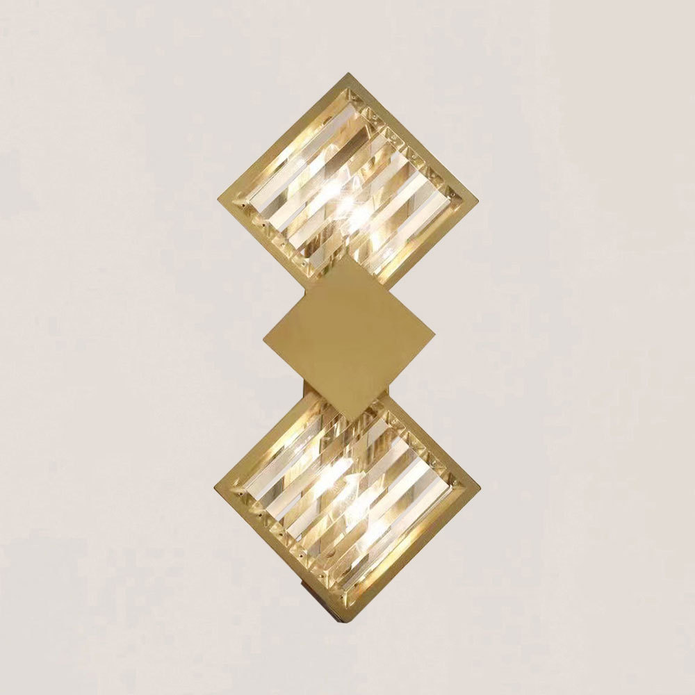 VASELAMPS - Modern Rhombus Crystal Gold Plated Wall Sconce-VaseLamps