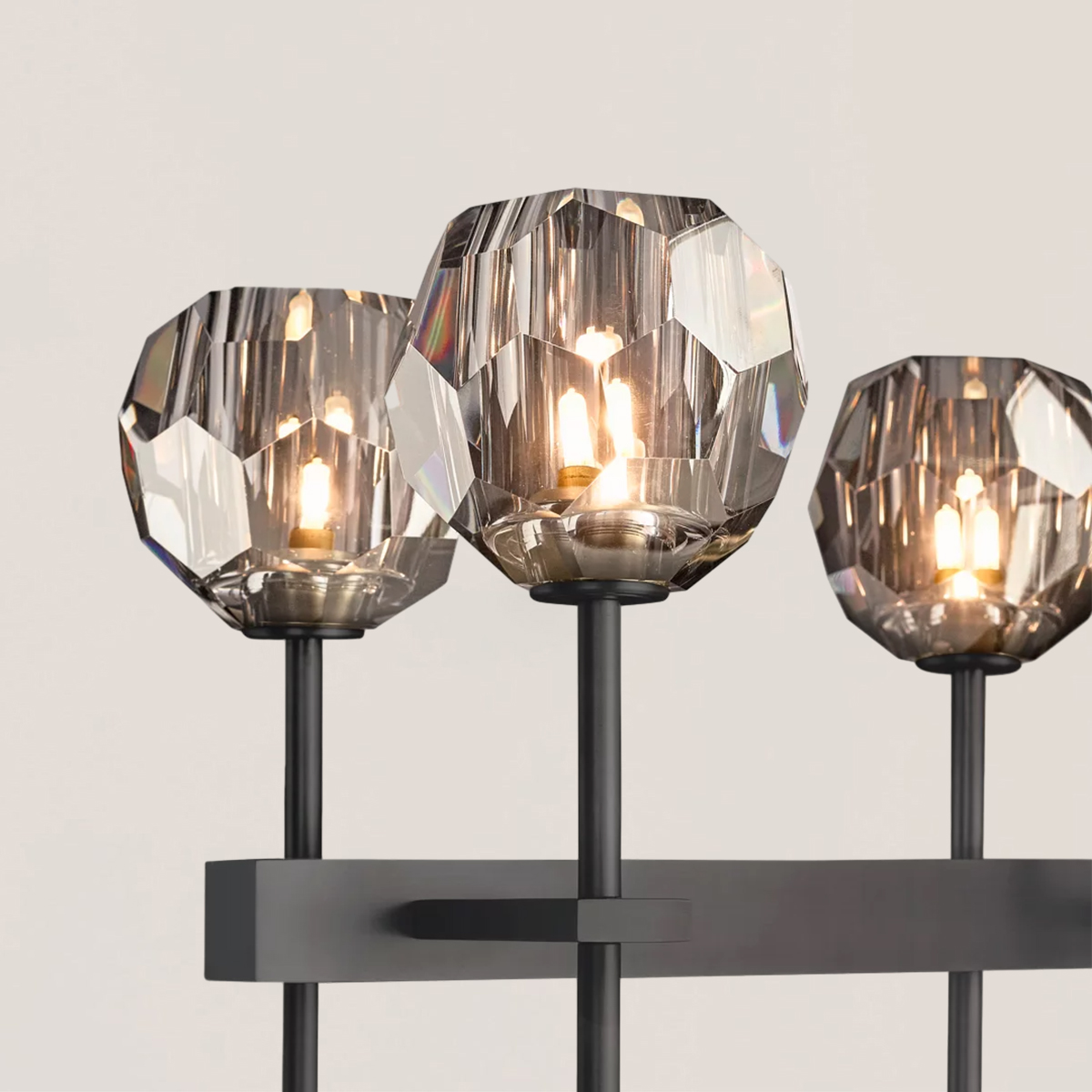 Boule De Crystal Smoke Double Linear Chandelier 60"-VaseLamps