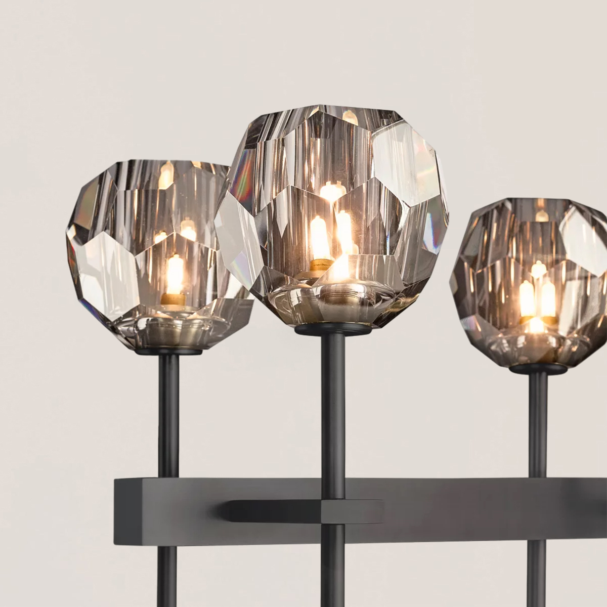 Boule De Crystal Smoke Double Linear Chandelier 60"-VaseLamps