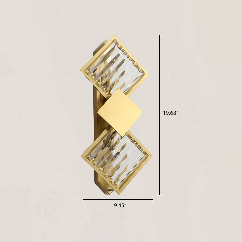 VASELAMPS - Modern Rhombus Crystal Gold Plated Wall Sconce-VaseLamps