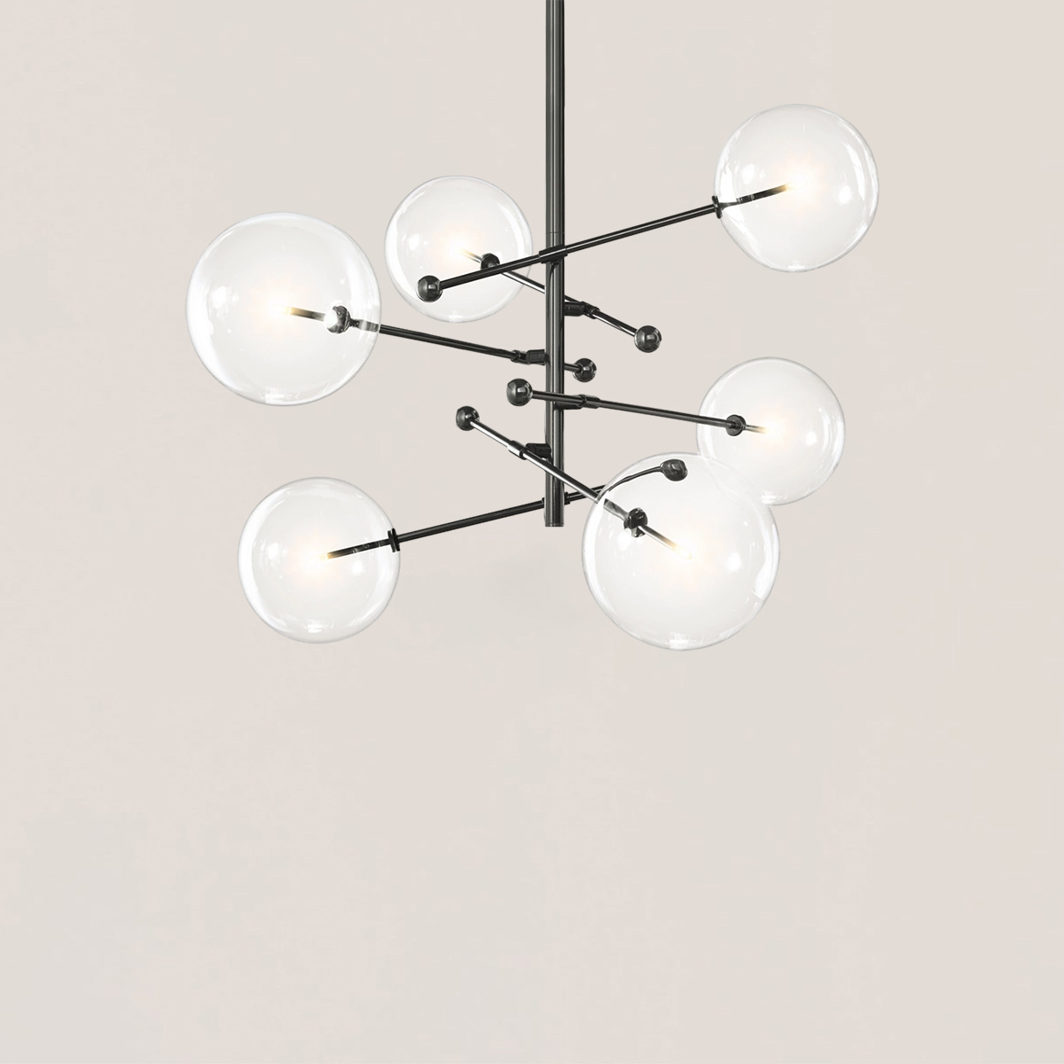 Glass Globe Mobile 6-stem Chandelier 55"-VaseLamps