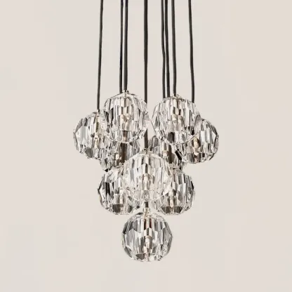 Boule De Crystal Clear Round Cluster Chandelier-VaseLamps