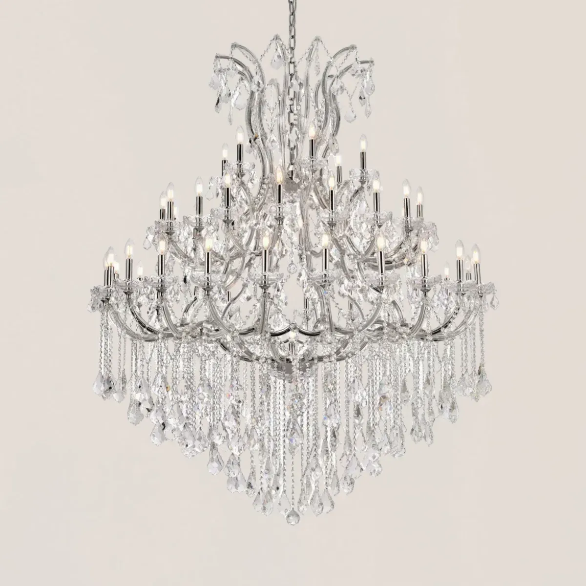 19TH C. Clear Royal Cut Crystal Round Chandelier 60"-VaseLamps