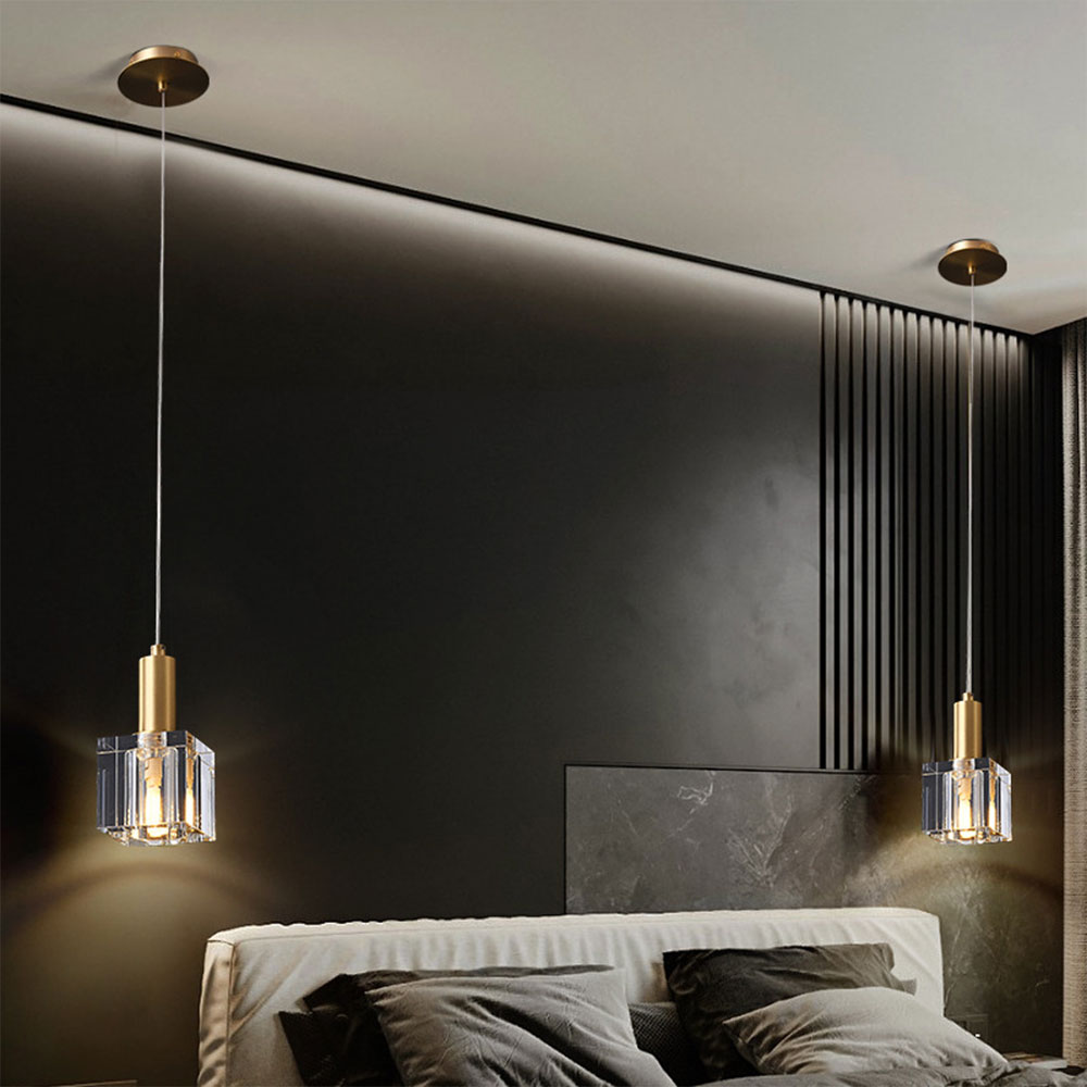 VASELAMPS - Modern Simplicity Cube Crystal Pendant Light-VaseLamps