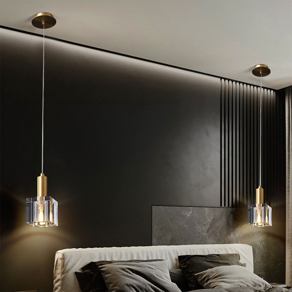 VASELAMPS - Modern Simplicity Cube Crystal Pendant Light-VaseLamps