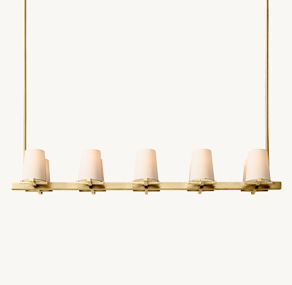Pauillac Fabric Shade Linear Chandelier 49"-VaseLamps