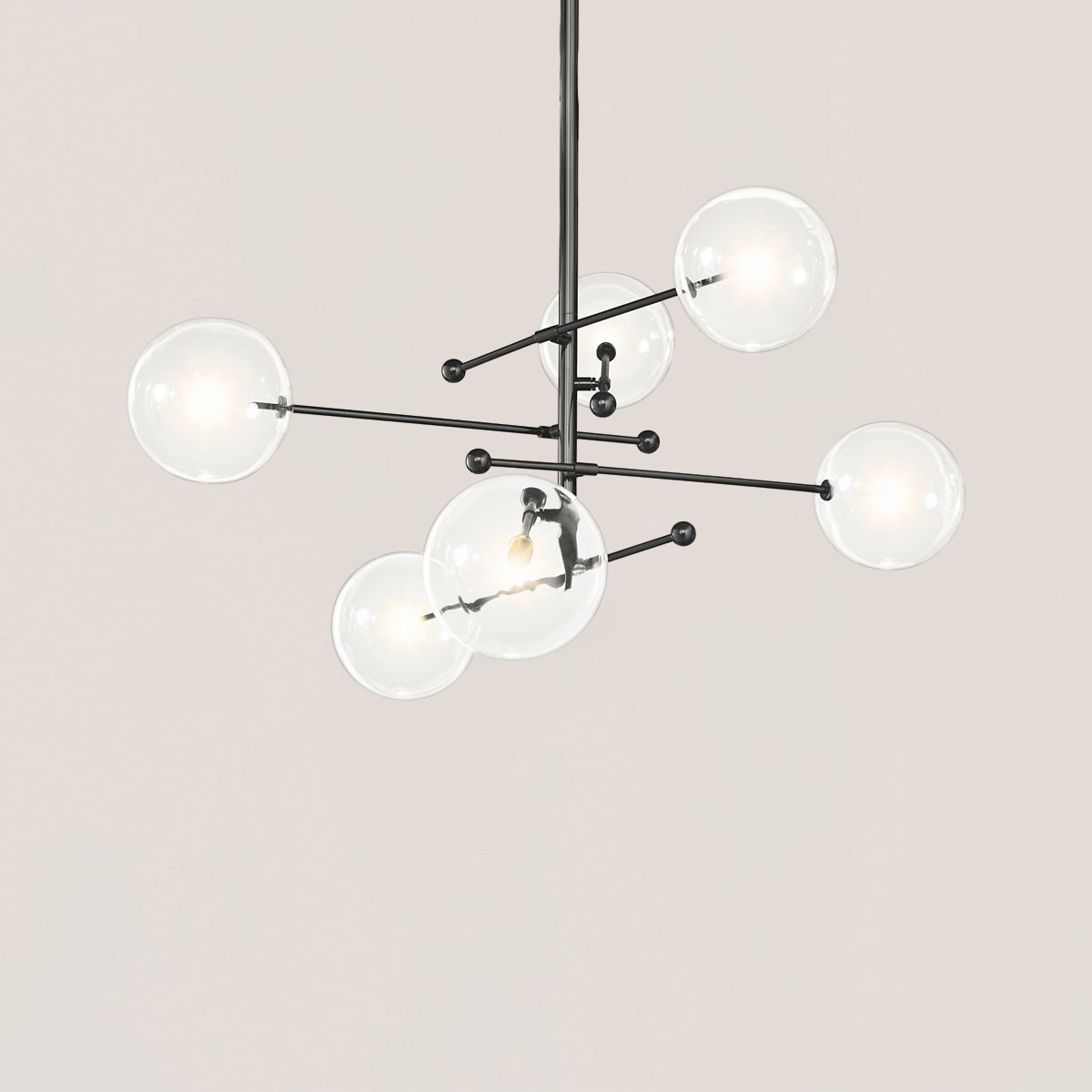 Glass Globe Mobile 6-stem Chandelier 55"-VaseLamps