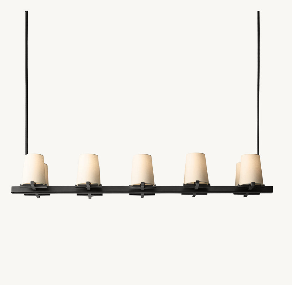 Pauillac Fabric Shade Linear Chandelier 49"-VaseLamps