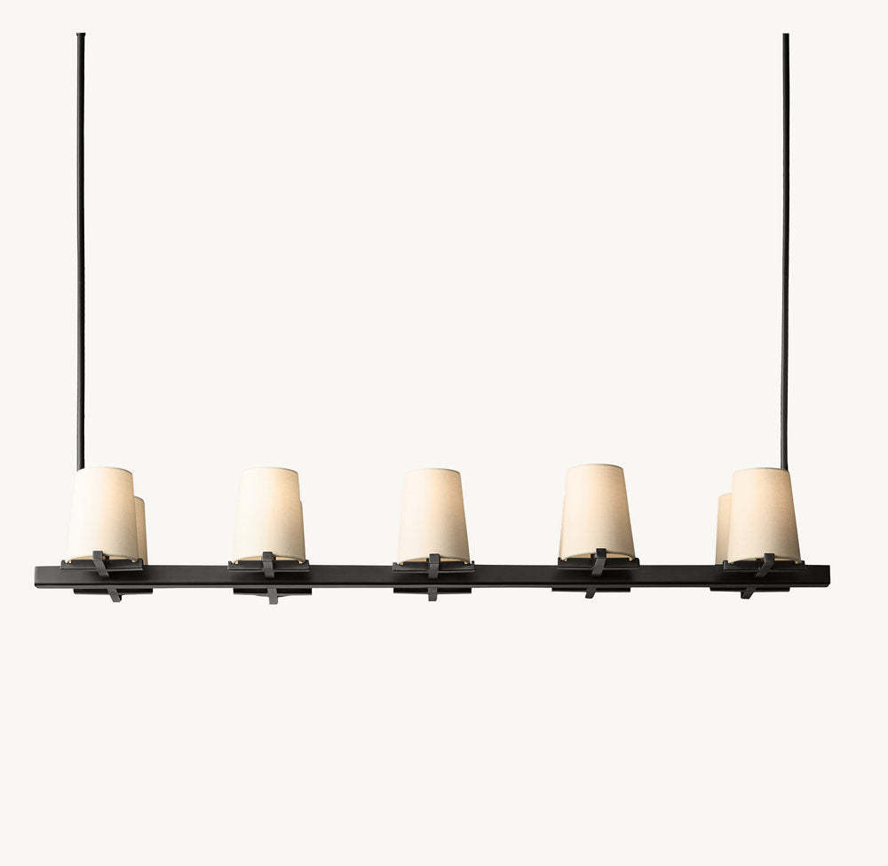 Pauillac Fabric Shade Linear Chandelier 49"-VaseLamps