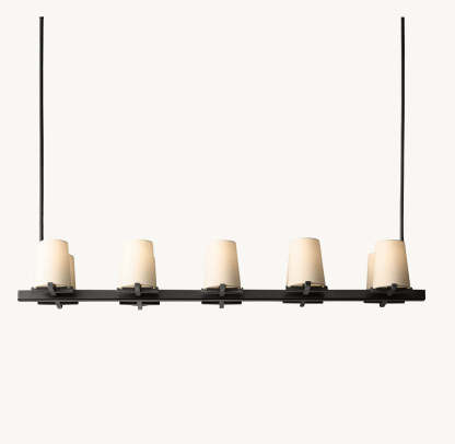 Pauillac Fabric Shade Linear Chandelier 49"-VaseLamps