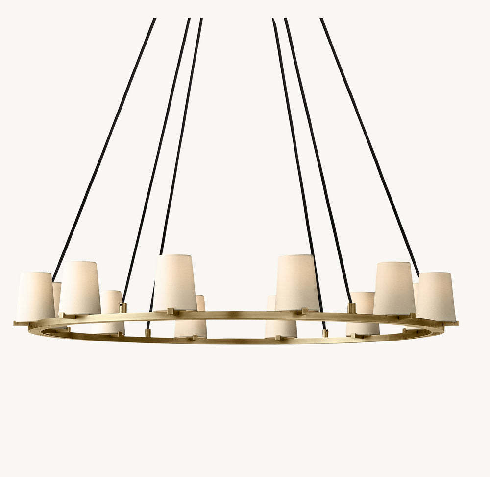Pauillac Fabric Shade Round Chandelier 48"-VaseLamps