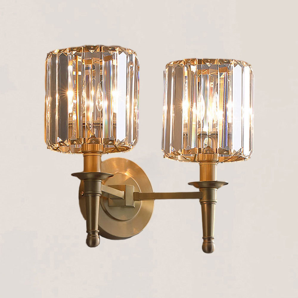 VASELAMPS - Vintage Luxury Cylinder Crystal Wall Sconce-VaseLamps