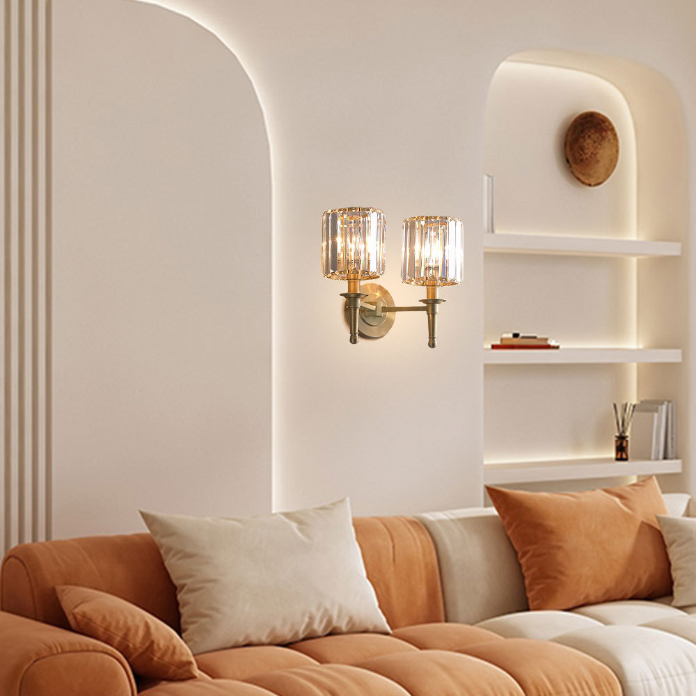 VASELAMPS - Vintage Luxury Cylinder Crystal Wall Sconce-VaseLamps