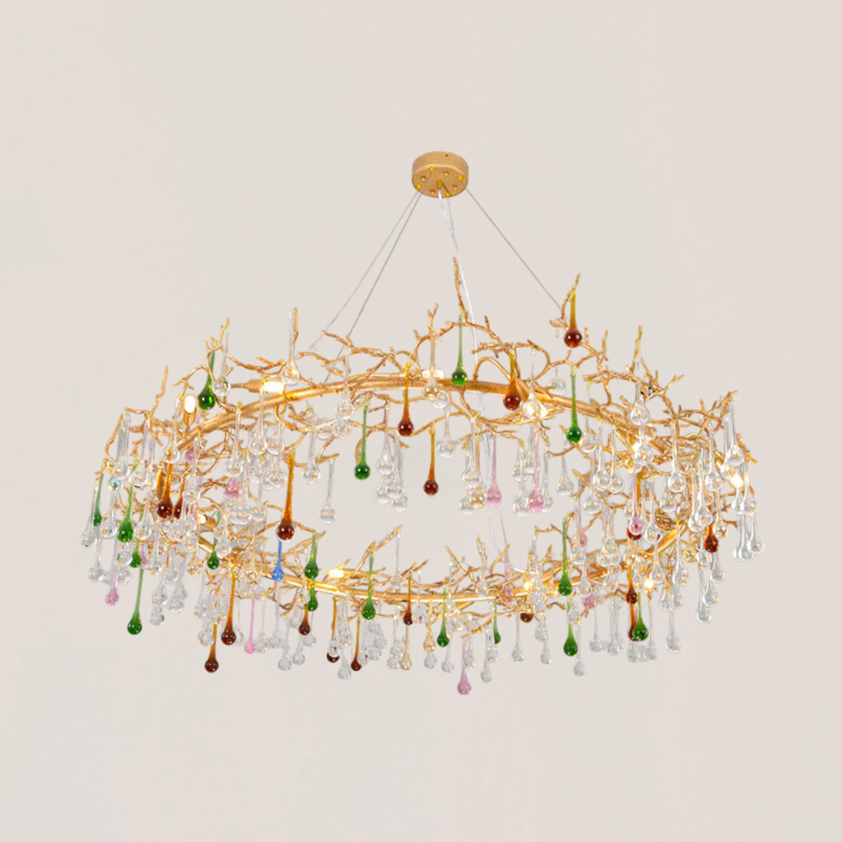 VASELAMPS - Colorful Glass Raindrop Branch Chandelier-VaseLamps