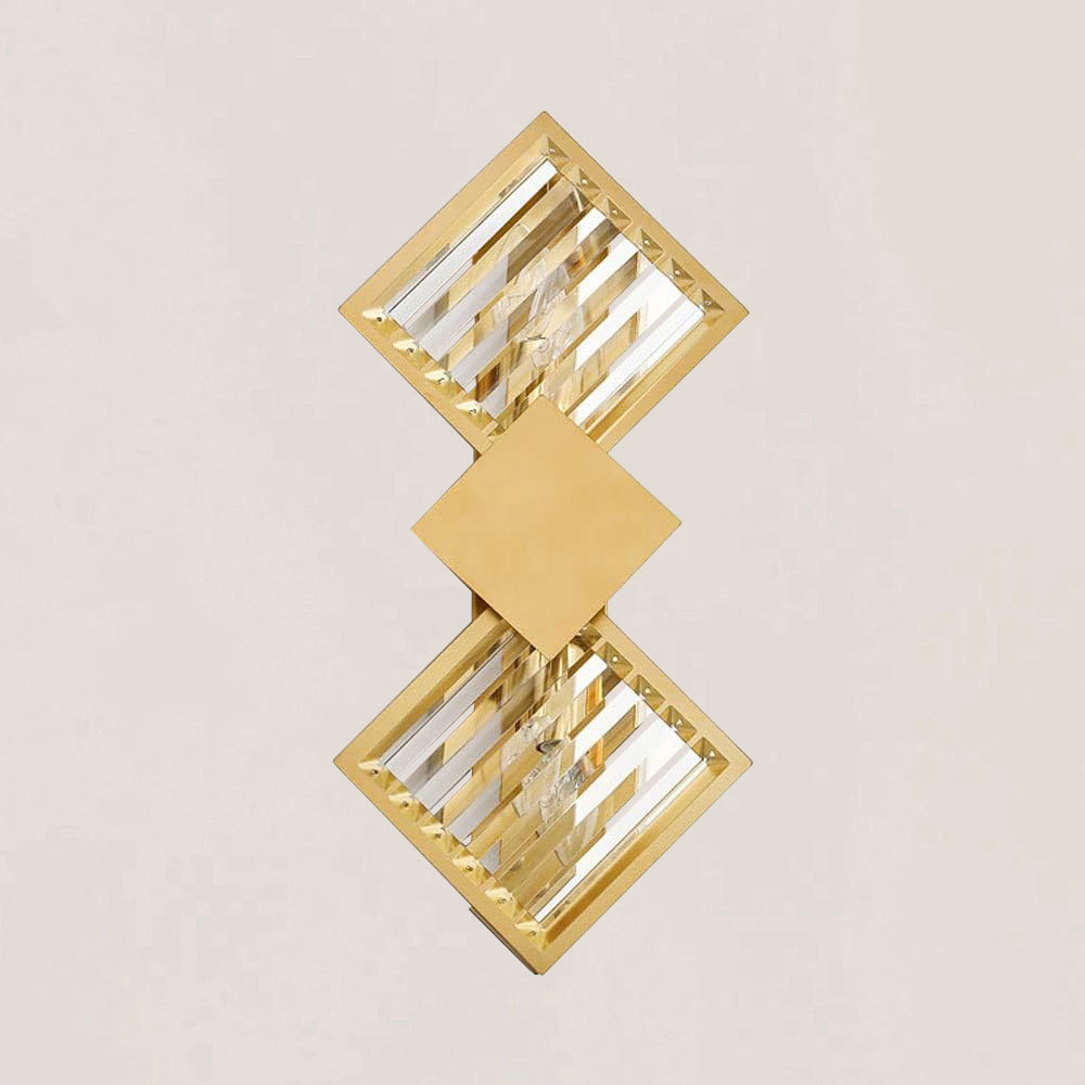 VASELAMPS - Modern Rhombus Crystal Gold Plated Wall Sconce-VaseLamps