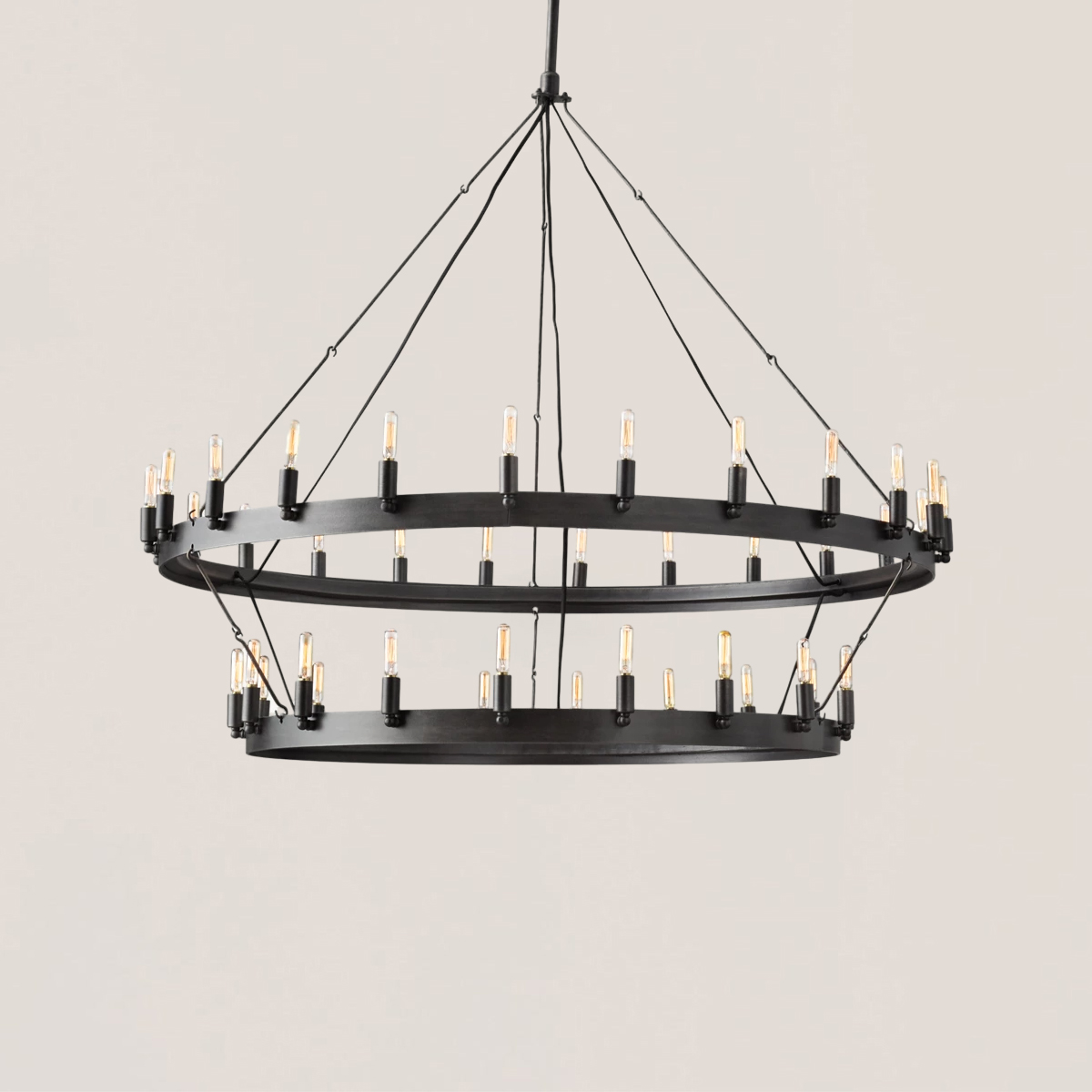 Camino Vintage Filament 2-tier Black Chandelier-VaseLamps