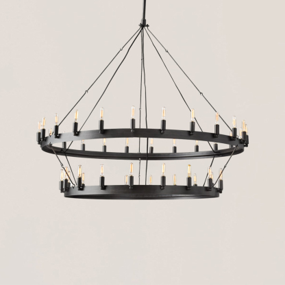 Camino Vintage Filament 2-tier Black Chandelier-VaseLamps