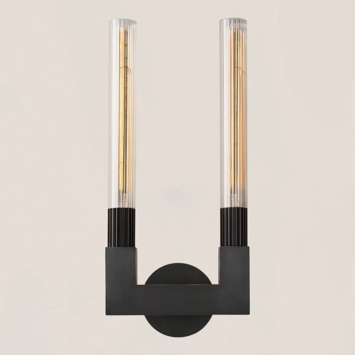 Cannele Glass Double Wall Sconce-VaseLamps
