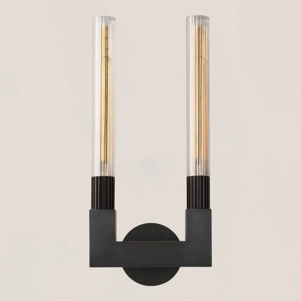 Cannele Glass Double Wall Sconce-VaseLamps