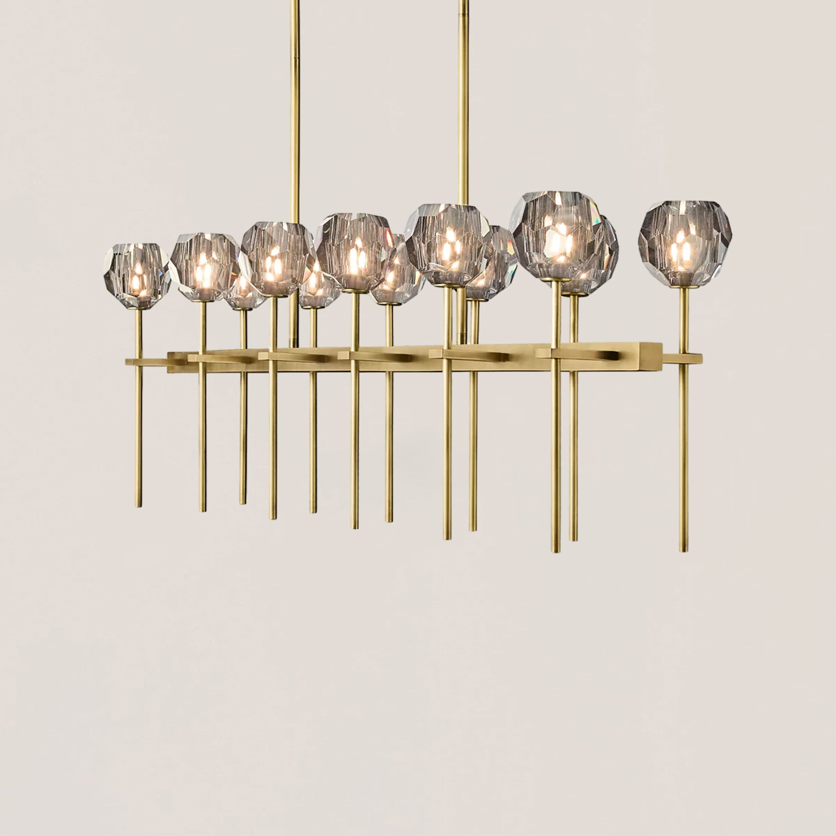 Boule De Crystal Smoke Double Linear Chandelier 60"-VaseLamps