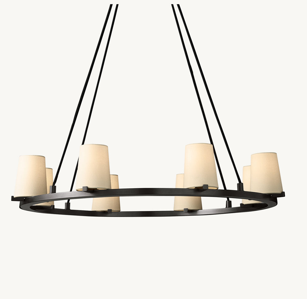 Pauillac Fabric Shade Round Chandelier 36"-VaseLamps