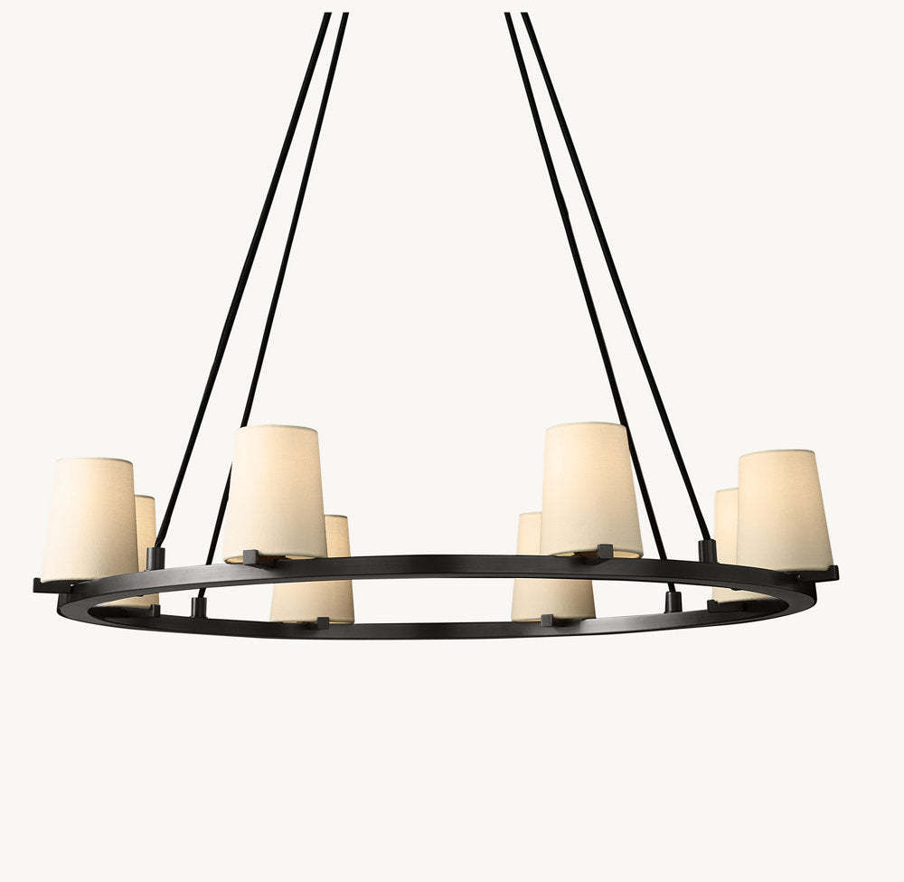Pauillac Fabric Shade Round Chandelier 36"-VaseLamps