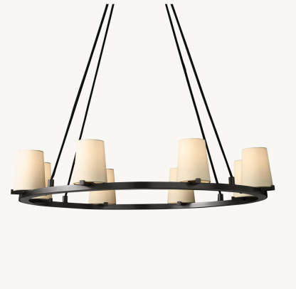 Pauillac Fabric Shade Round Chandelier 36"-VaseLamps