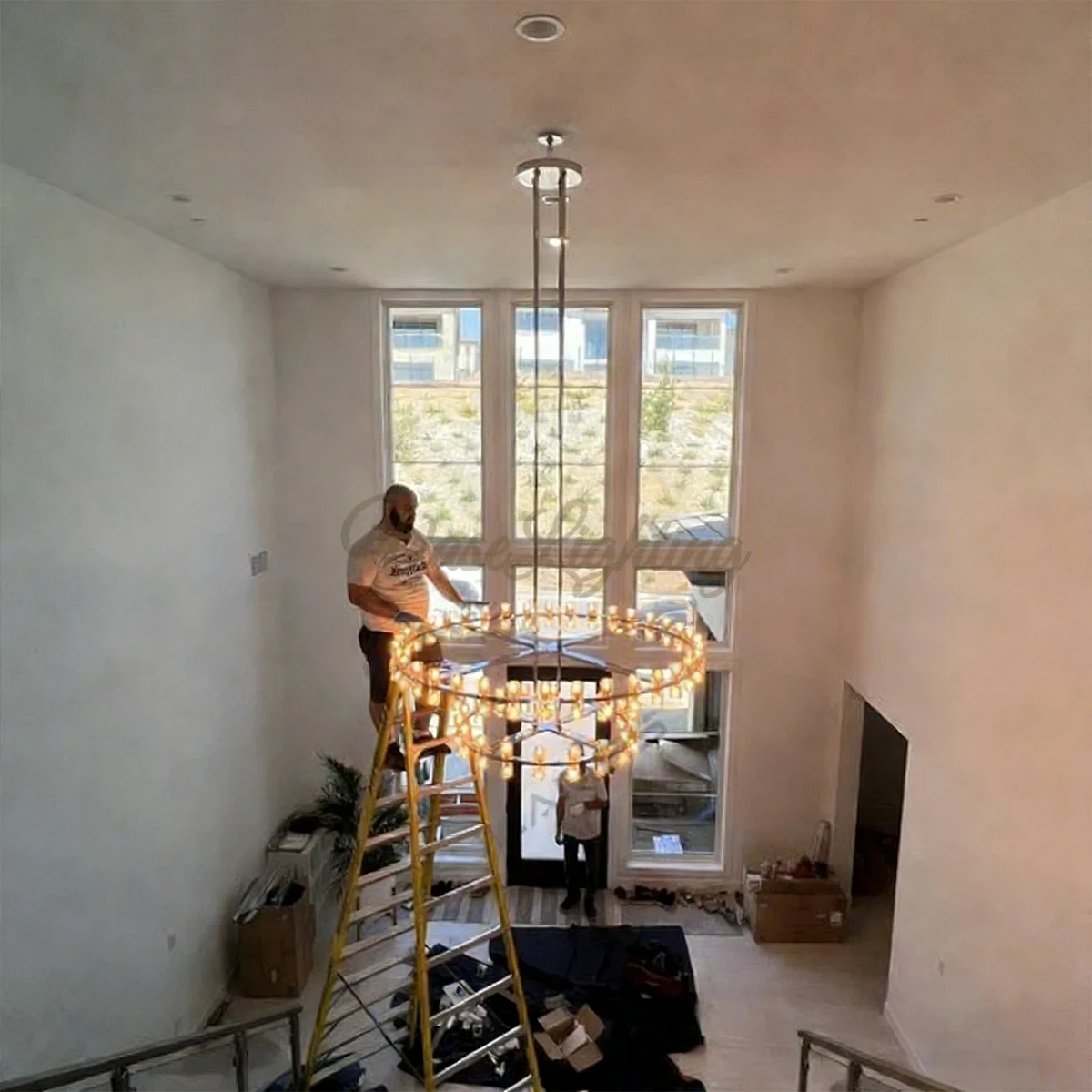 Arcachones Led Round Two-tier Chandelier 60"