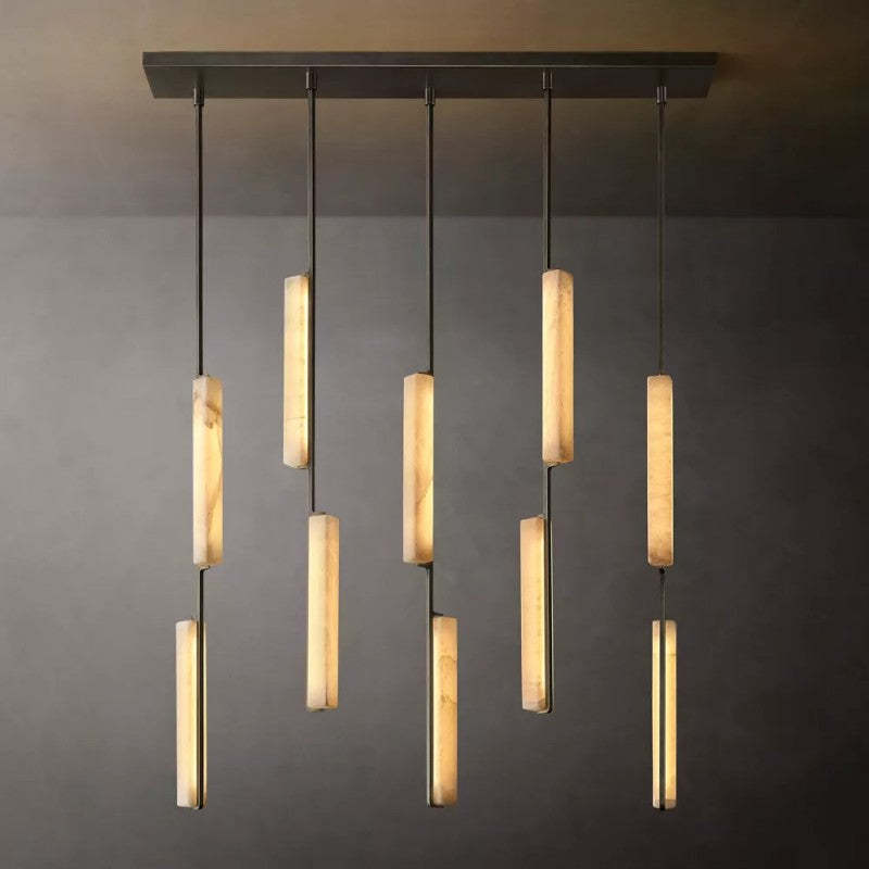 Audubon Alabaster Linear Chandelier 54"-VaseLamps