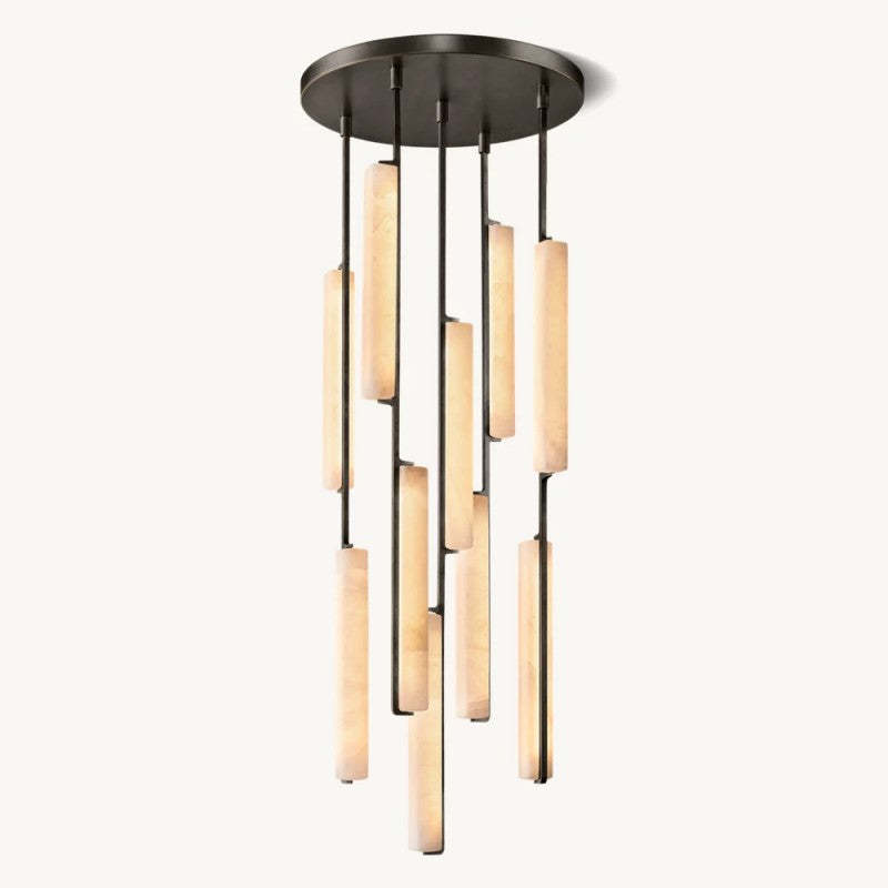 Audubon Alabaster Round Chandelier 24"-VaseLamps