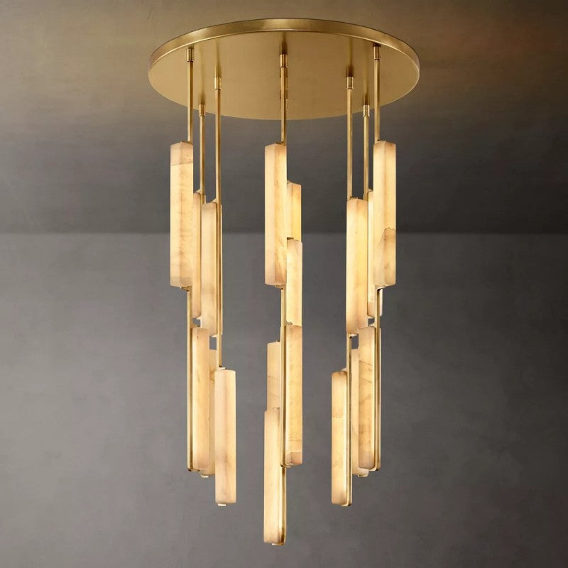 Audubon Alabaster Round Chandelier 40"-VaseLamps