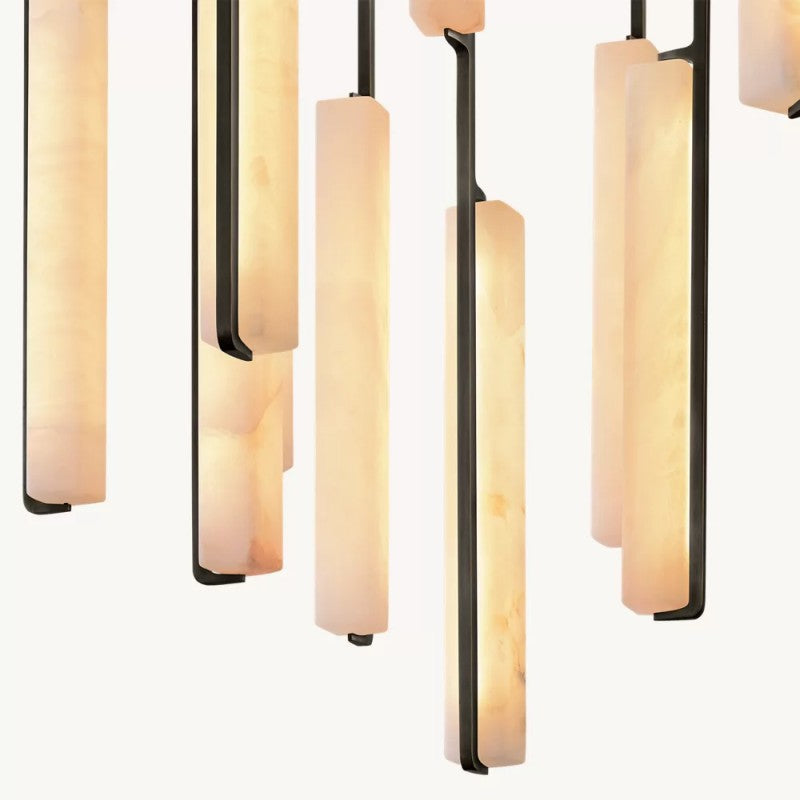 Audubon Alabaster Round Chandelier 56"-VaseLamps