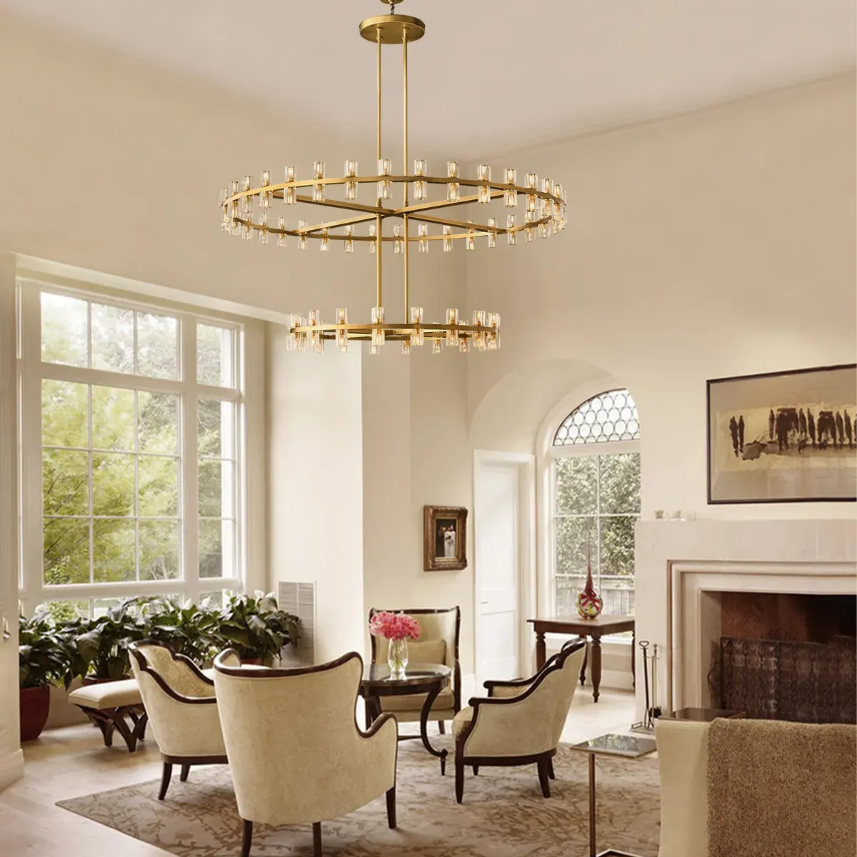 Arcachon LED Round 2-Tier Chandelier 60"-VaseLamps