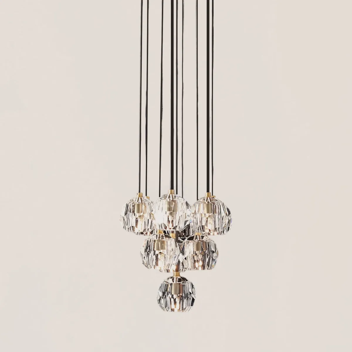 Boule De Crystal Clear Round Cluster Chandelier-VaseLamps