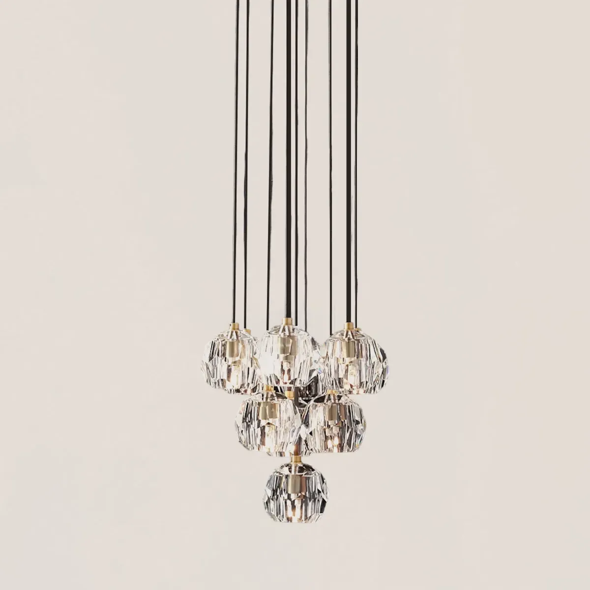 Boule De Crystal Clear Round Cluster Chandelier-VaseLamps