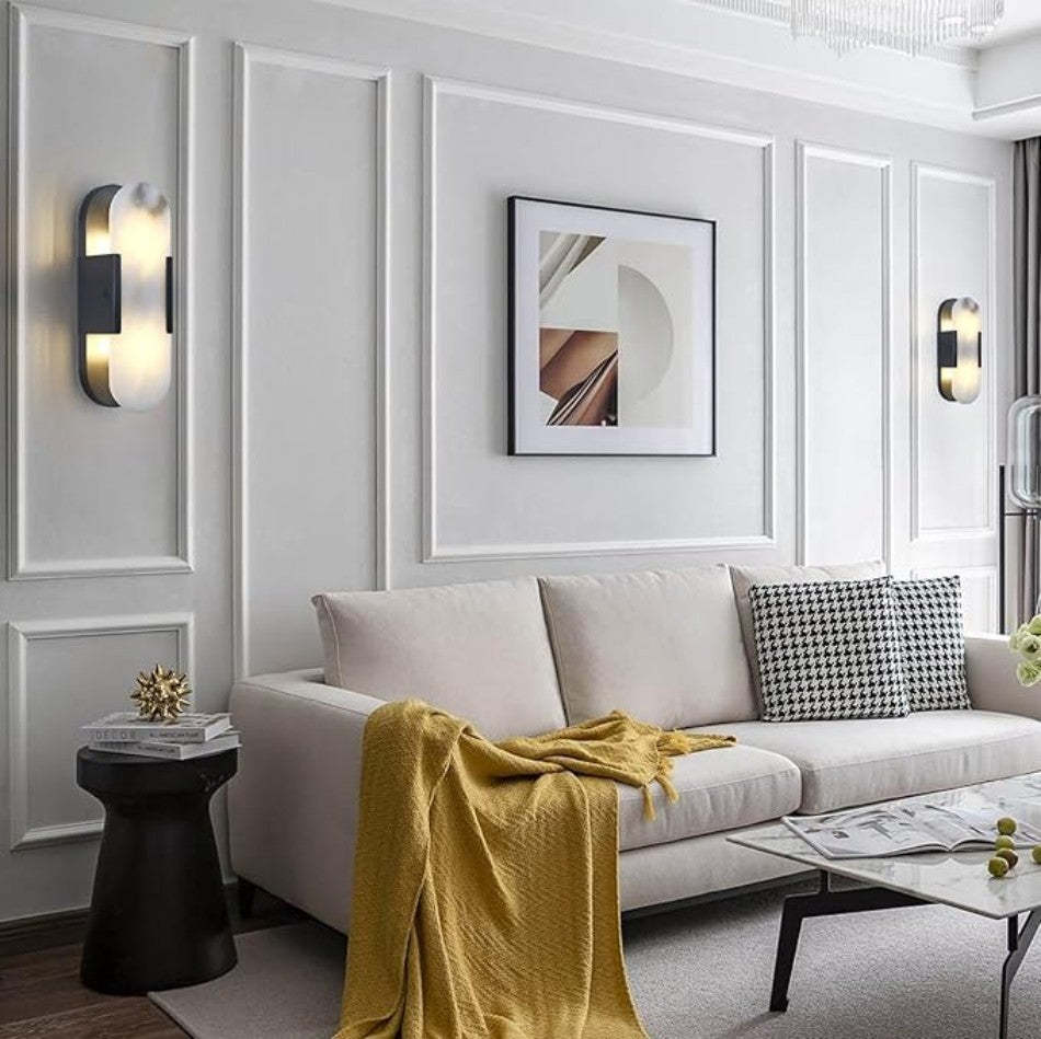 Alabaster Brass Wall Sconce-VaseLamps