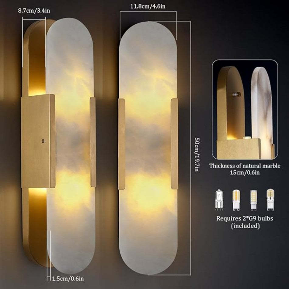 Alabaster Brass Wall Sconce-VaseLamps