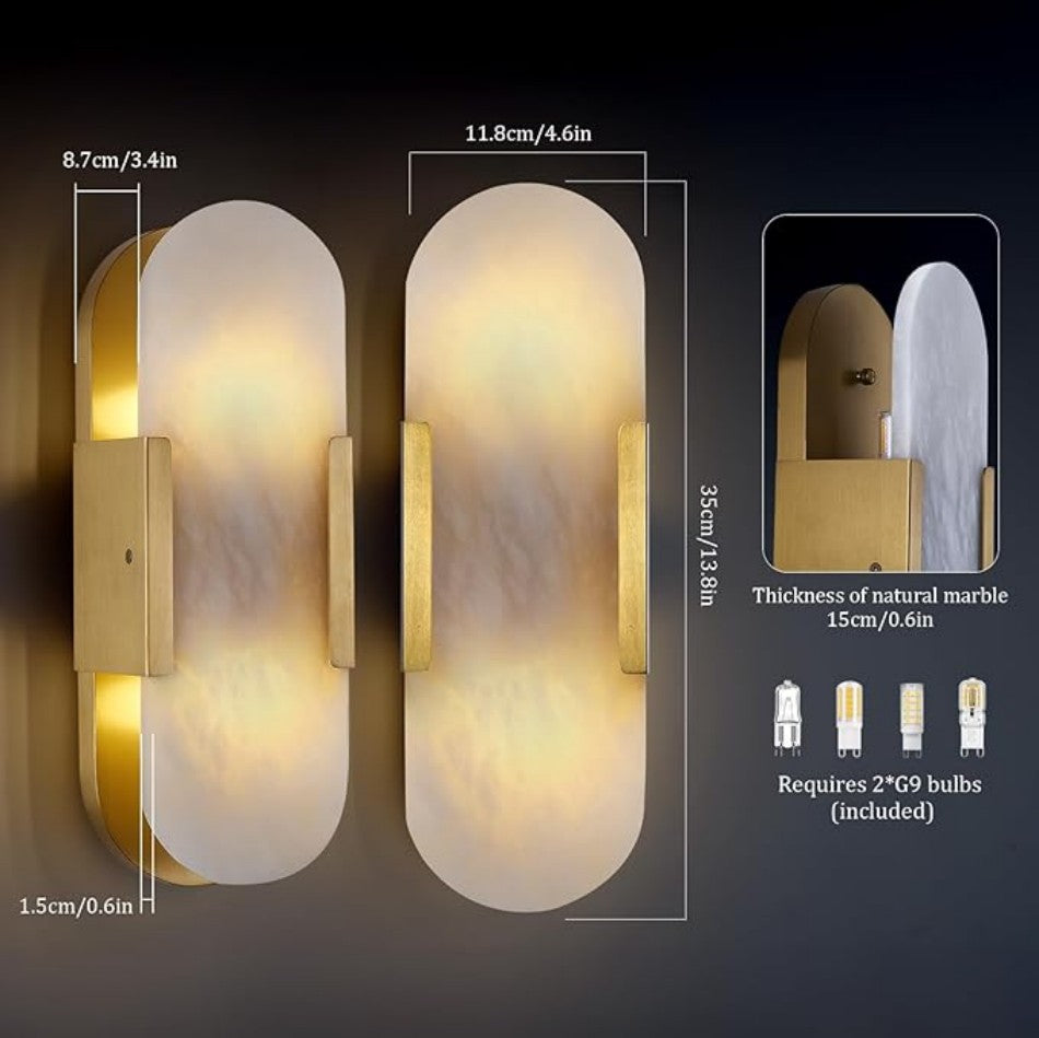 Alabaster Brass Wall Sconce-VaseLamps