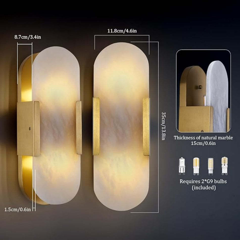 Alabaster Brass Wall Sconce-VaseLamps