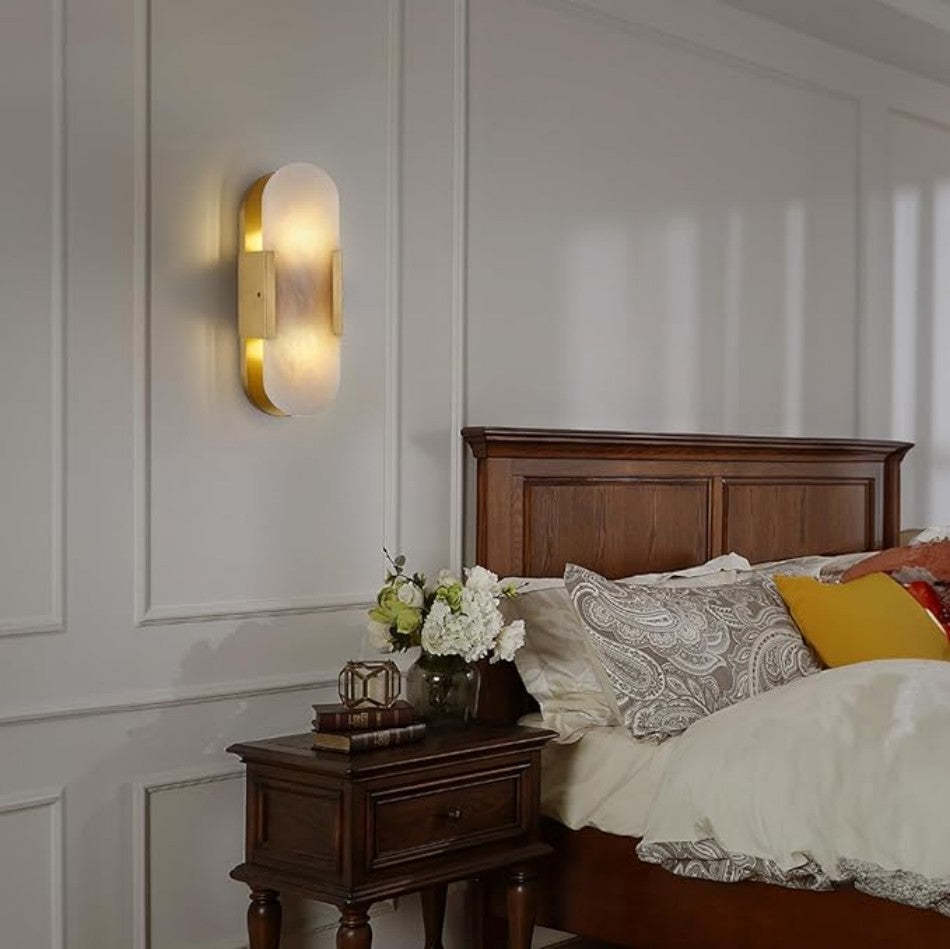 Alabaster Brass Wall Sconce-VaseLamps