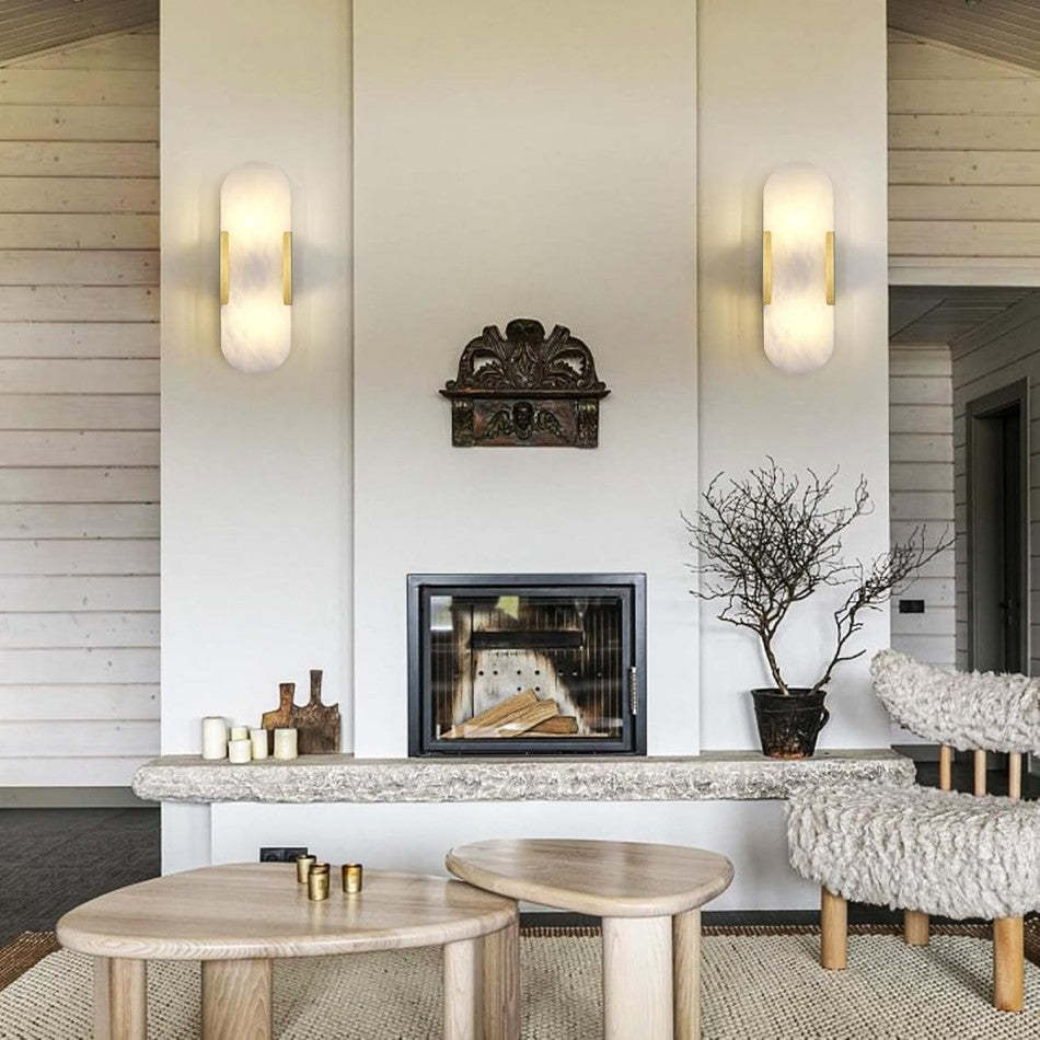 Alabaster Brass Wall Sconce-VaseLamps