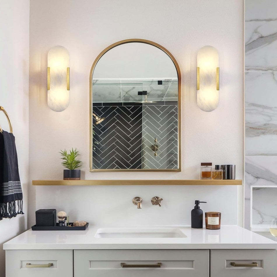 Alabaster Brass Wall Sconce-VaseLamps